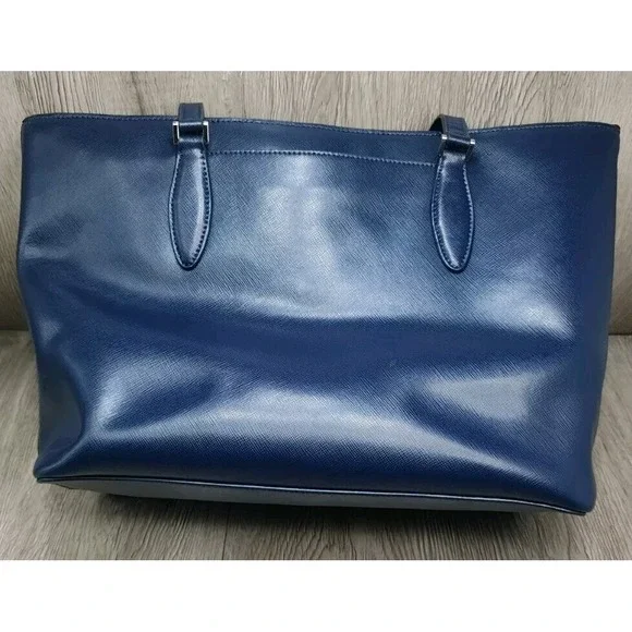 Kate Spade All Day Tote Dainty Bloom Medium Blue Leather Carry all Bag - Picture 2 of 9